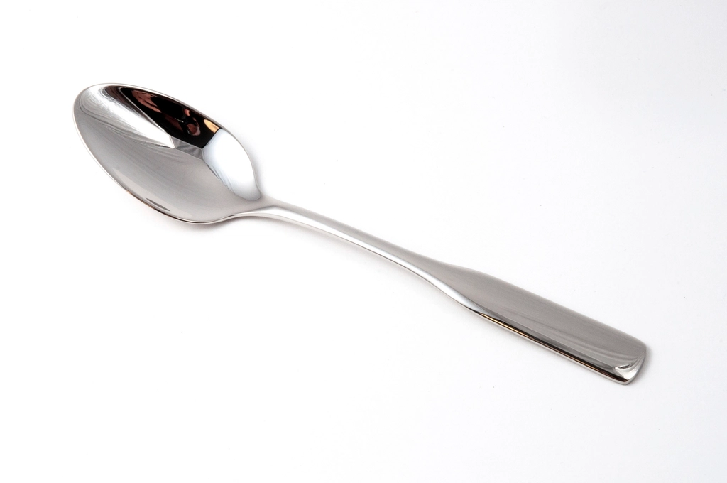 Polished stainless steel spoon